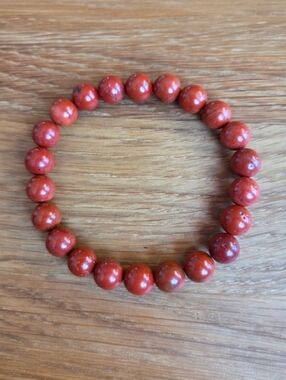 Red Jasper Beads Bracelet, Stretch, Hand Crafted